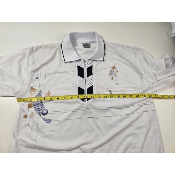 Huong vintage 1/4 zip polo whimsical size M Medium mens 90s shirt top EUC ^ - Picture 6 of 7